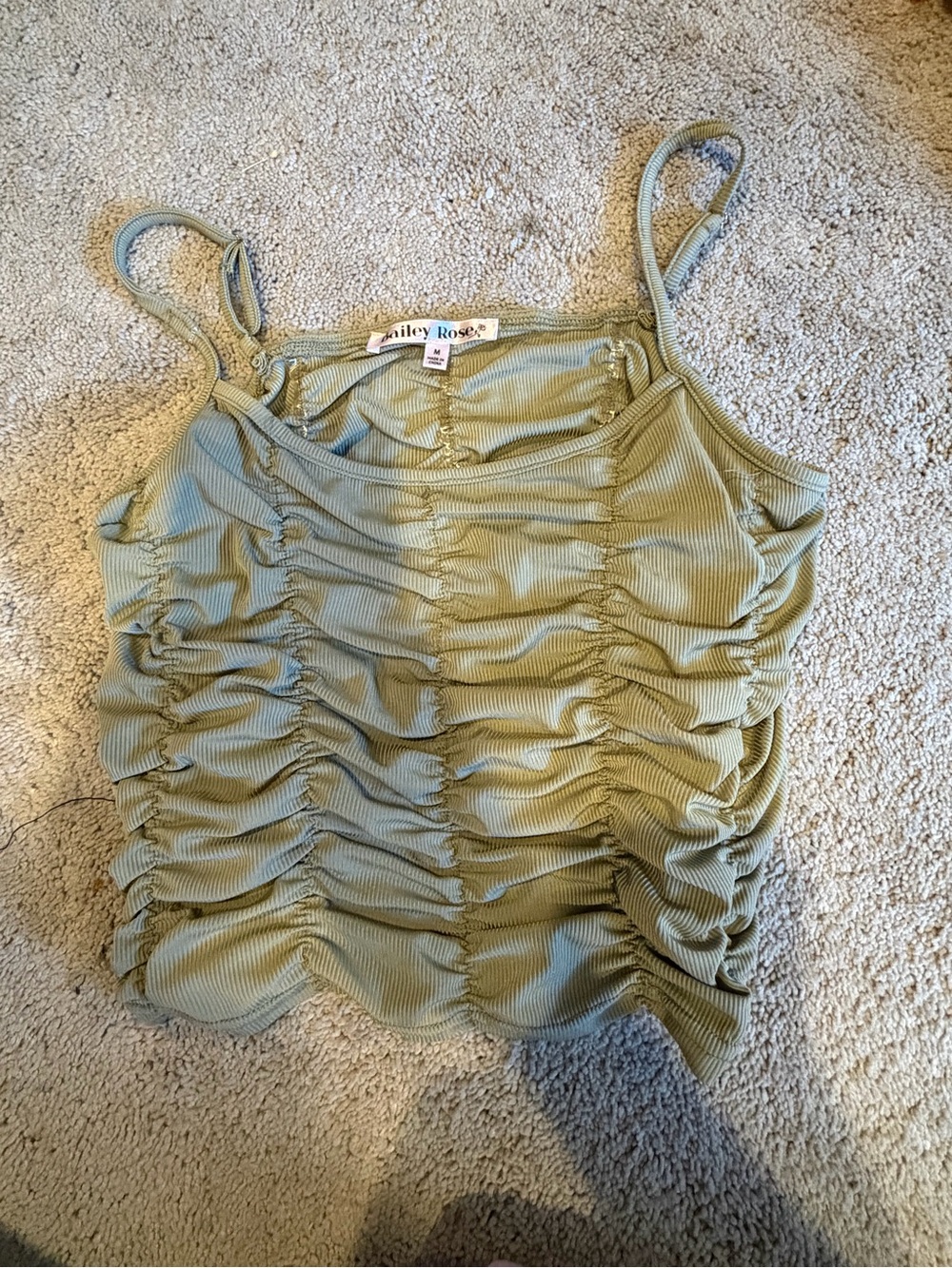 Bailey Rose Olive Ruched Ribbed Cami Tank